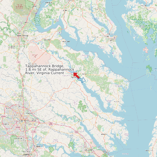 Map of Tappahannock Bridge, 1.8 mi SE of, Rappahannock River, Virginia Current Prediction Station