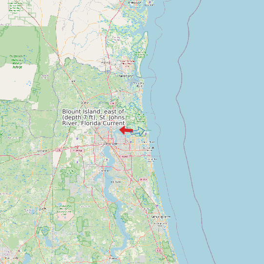 Map of Blount Island, east of (depth 7 ft), St. Johns River, Florida Current Prediction Station