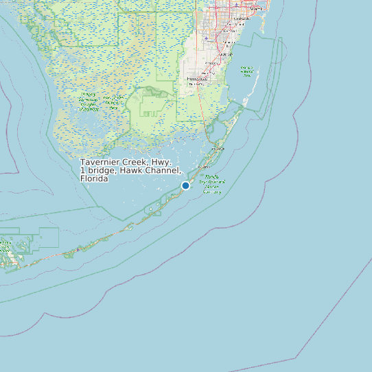 Tavernier Creek, Hwy. 1 bridge, Hawk Channel, Florida map