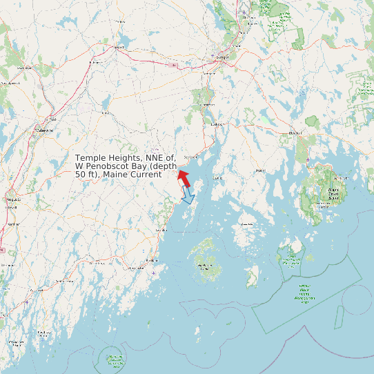 Temple Heights, NNE of, W Penobscot Bay (depth 50 ft), Maine Current map