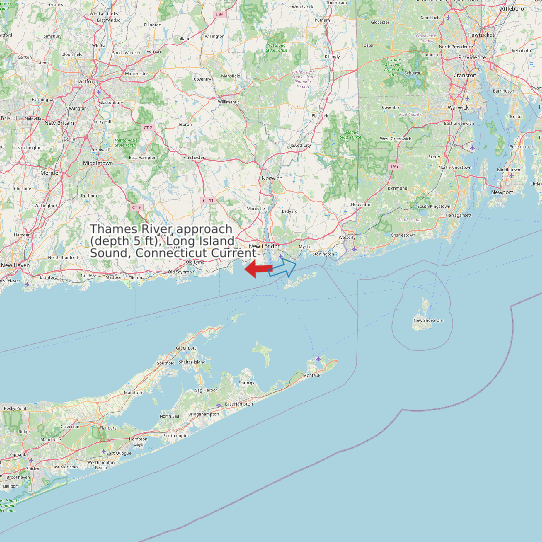 Thames River approach (depth 5 ft), Long Island Sound, Connecticut Current map