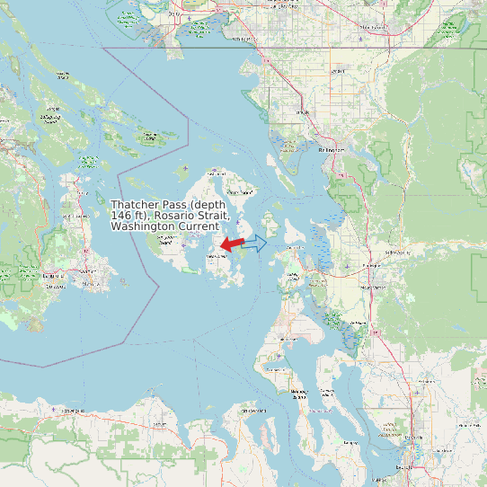 Thatcher Pass (depth 146 ft), Rosario Strait, Washington Current map