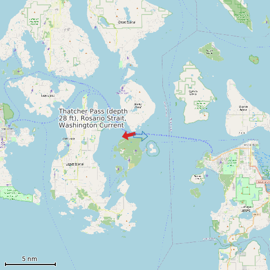 Map of Thatcher Pass (depth 28 ft), Rosario Strait, Washington Current Prediction Station