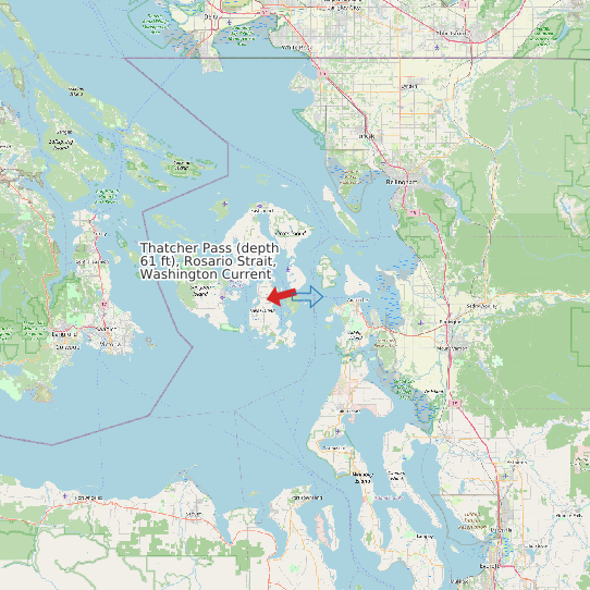 Map of Thatcher Pass (depth 61 ft), Rosario Strait, Washington Current Prediction Station