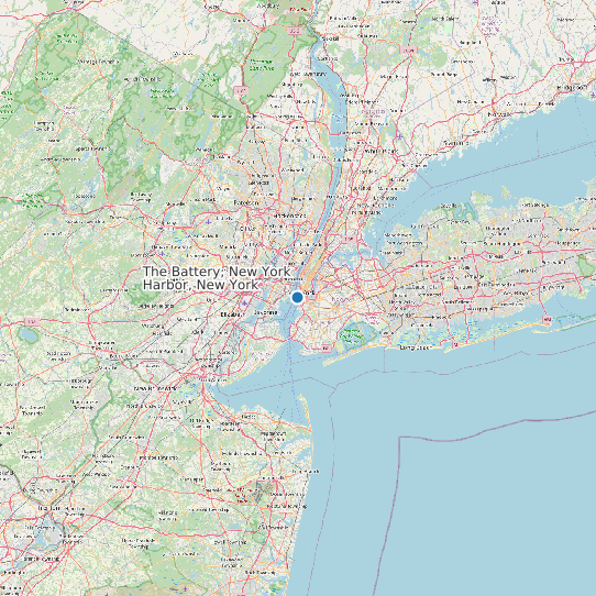 The Battery, New York Harbor, New York map