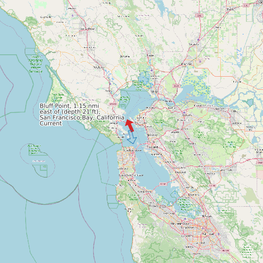 Bluff Point, 1.15 nmi east of (depth 21 ft), San Francisco Bay, California Current map