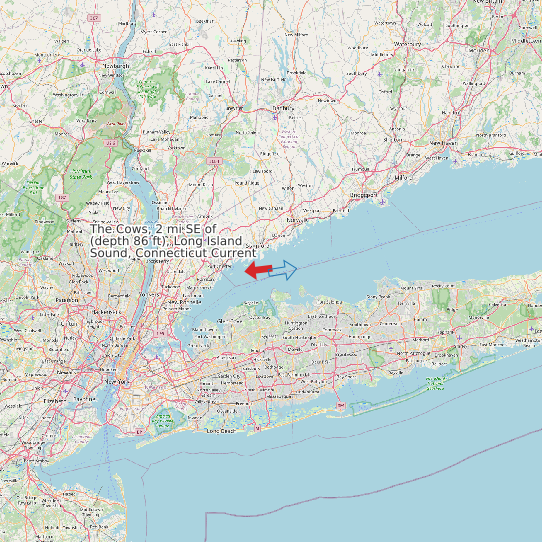 The Cows, 2 mi SE of (depth 86 ft), Long Island Sound, Connecticut Current map