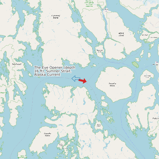 The Eye Opener (depth 16 ft), Sumner Strait, Alaska Current map