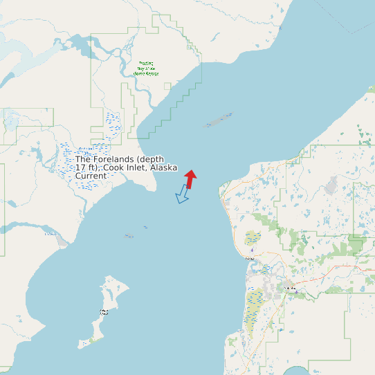 The Forelands (depth 17 ft), Cook Inlet, Alaska Current map