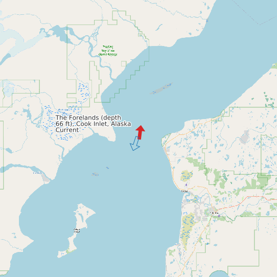 Map of The Forelands (depth 66 ft), Cook Inlet, Alaska Current Prediction Station