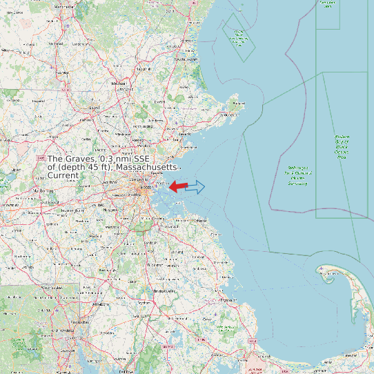 The Graves, 0.3 nmi SSE of (depth 45 ft), Massachusetts Current map