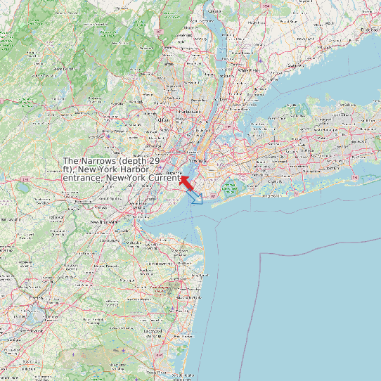 Map of The Narrows (depth 29 ft), New York Harbor entrance, New York Current Prediction Station