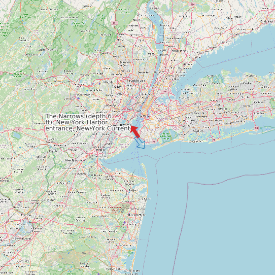 The Narrows (depth 6 ft), New York Harbor entrance, New York Current map