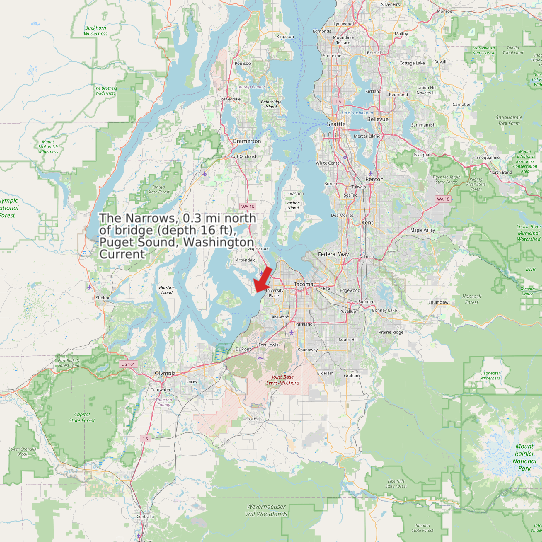The Narrows, 0.3 mi north of bridge (depth 16 ft), Puget Sound, Washington Current map