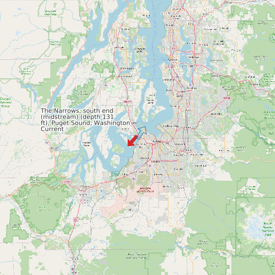 The Narrows, south end (midstream) (depth 131 ft), Puget Sound, Washington Current map