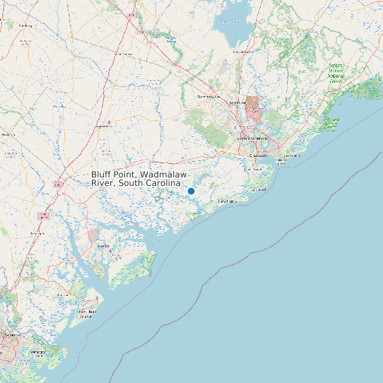 Map of Bluff Point, Wadmalaw River, South Carolina Tide Prediction Station