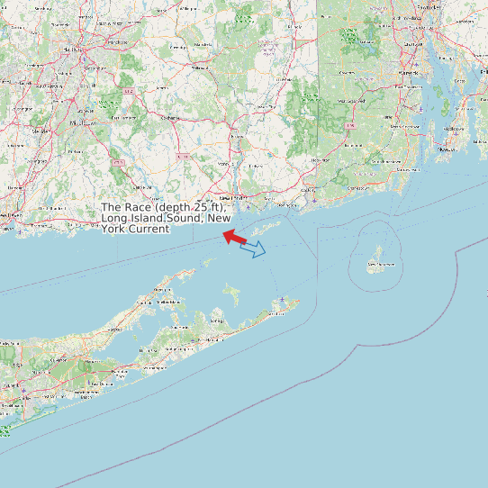 Map of The Race (depth 25 ft), Long Island Sound, New York Current Prediction Station