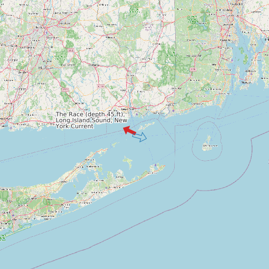 Map of The Race (depth 45 ft), Long Island Sound, New York Current Prediction Station
