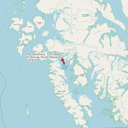 The Sentinels, 1 mi west of, Tlevak Strait, Alaska Current map