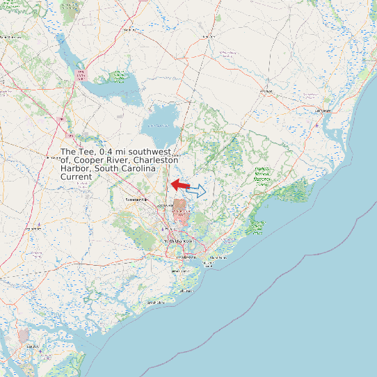 Map of The Tee, 0.4 mi southwest of, Cooper River, Charleston Harbor, South Carolina Current Prediction Station