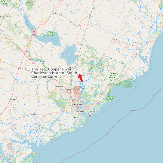 Map of The Tee, Cooper River, Charleston Harbor, South Carolina Current Prediction Station