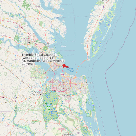 Map of Thimble Shoal Channel (west end) (depth 15 ft), Hampton Roads, Virginia Current Prediction Station