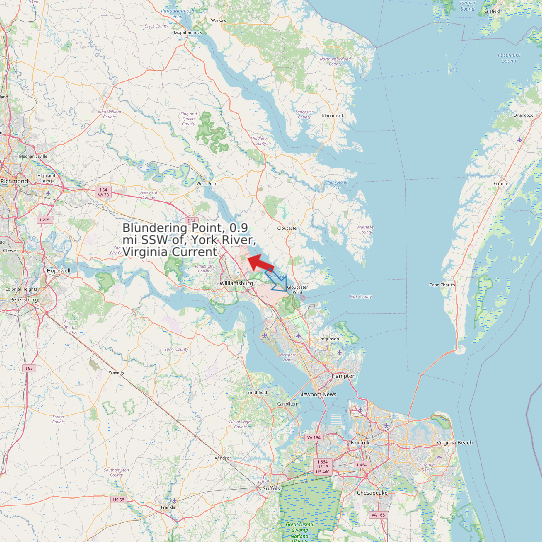 Map of Blundering Point, 0.9 mi SSW of, York River, Virginia Current Prediction Station