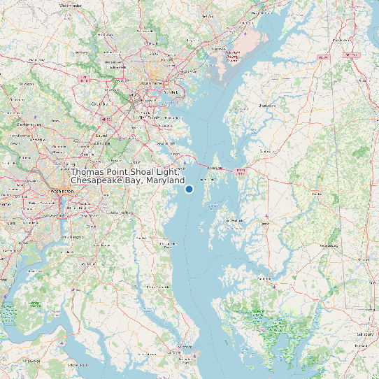 Map of Thomas Point Shoal Light, Chesapeake Bay, Maryland Tide Prediction Station