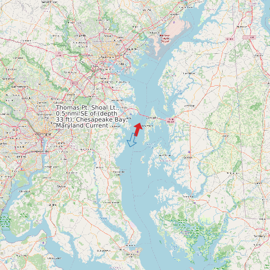 Map of Thomas Pt. Shoal Lt., 0.5 nmi SE of (depth 33 ft), Chesapeake Bay, Maryland Current Prediction Station
