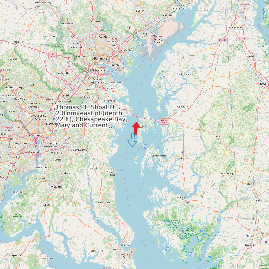 Map of Thomas Pt. Shoal Lt., 2.0 nmi east of (depth 22 ft), Chesapeake Bay, Maryland Current Prediction Station