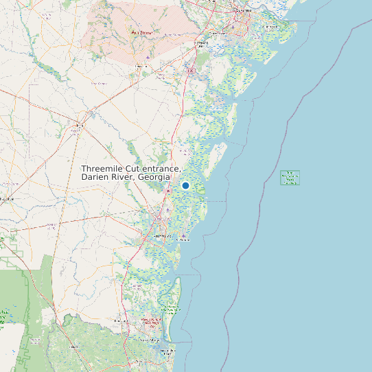 Threemile Cut entrance, Darien River, Georgia map