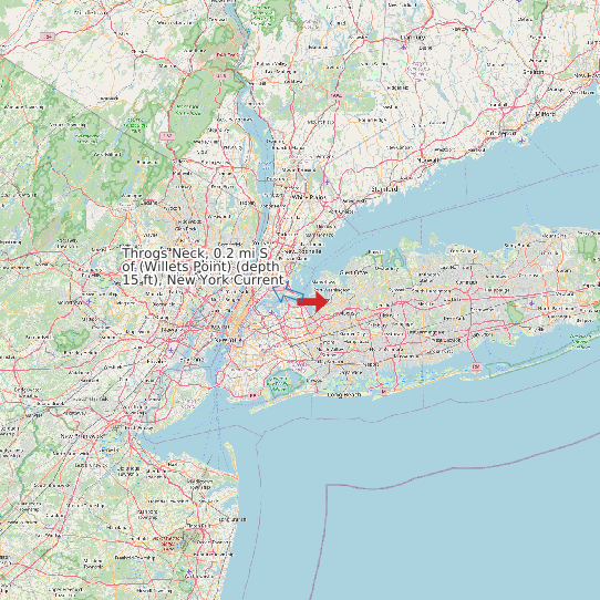 Throgs Neck, 0.2 mi S of (Willets Point) (depth 15 ft), New York Current map