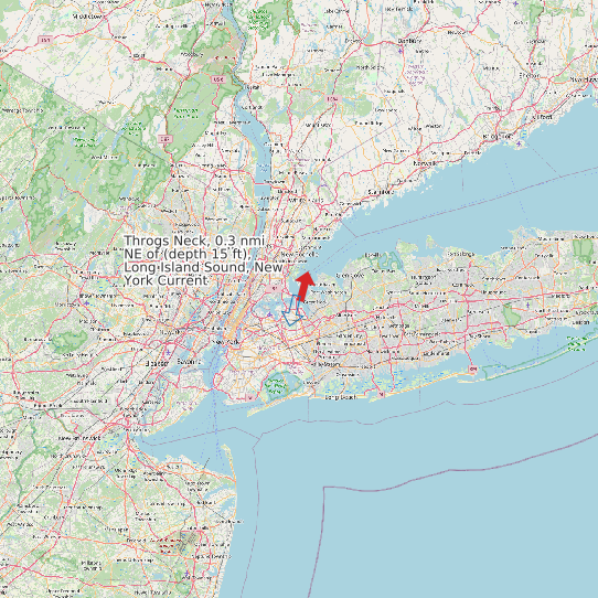 Throgs Neck, 0.3 nmi NE of (depth 15 ft), Long Island Sound, New York Current map
