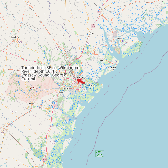 Thunderbolt, SE of, Wilmington River (depth 10 ft), Wassaw Sound, Georgia Current map