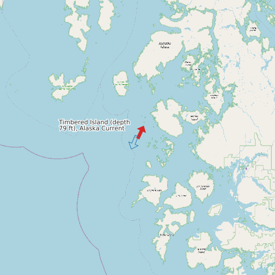 Map of Timbered Island (depth 79 ft), Alaska Current Prediction Station
