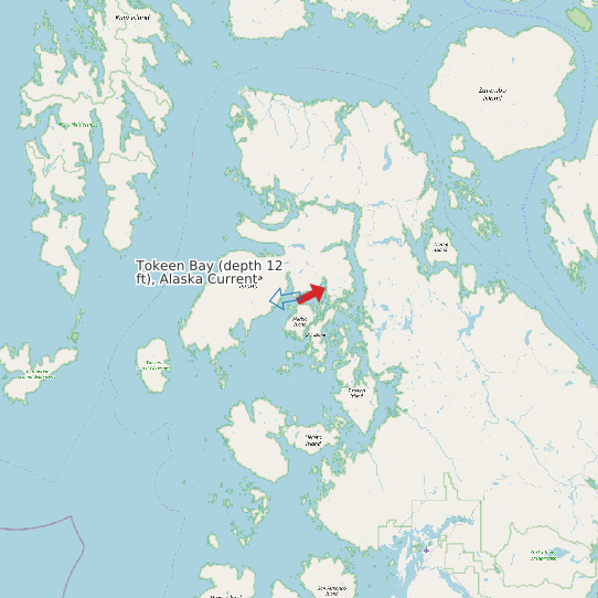 Tokeen Bay (depth 12 ft), Alaska Current map