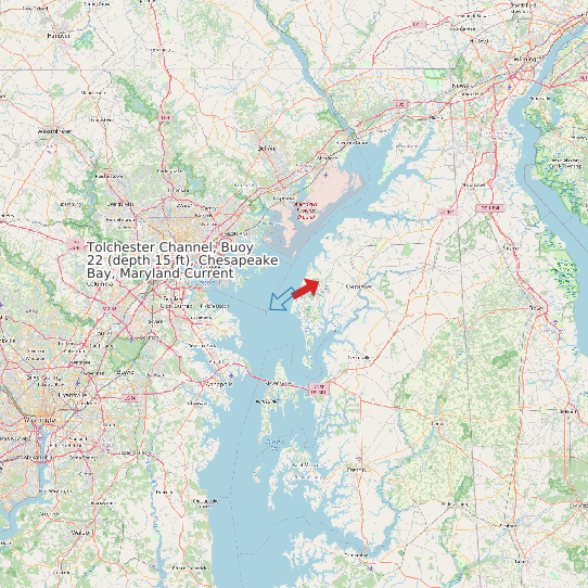 Map of Tolchester Channel, Buoy 22 (depth 15 ft), Chesapeake Bay, Maryland Current Prediction Station