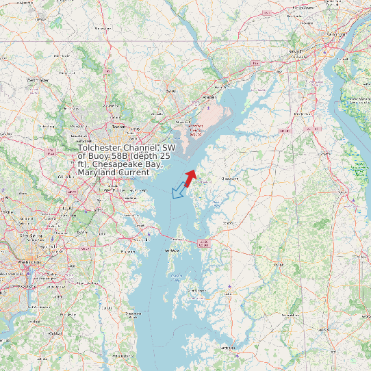 Tolchester Channel, SW of Buoy 58B (depth 25 ft), Chesapeake Bay, Maryland Current map