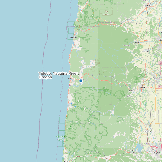 Map of Toledo, Yaquina River, Oregon Tide Prediction Station