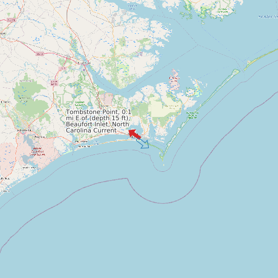 Tombstone Point, 0.1 mi E of (depth 15 ft), Beaufort Inlet, North Carolina Current map
