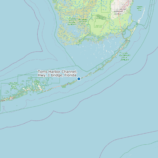 Map of Toms Harbor Channel, Hwy. 1 bridge, Florida Tide Prediction Station
