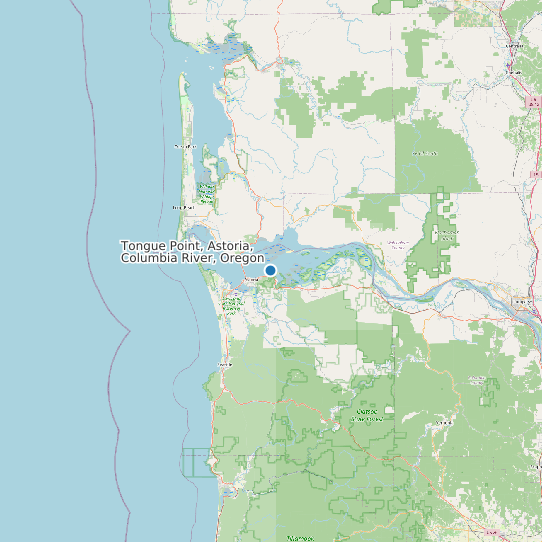 Map of Tongue Point, Astoria, Columbia River, Oregon Tide Prediction Station