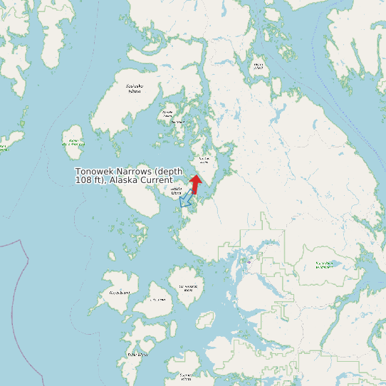 Tonowek Narrows (depth 108 ft), Alaska Current map