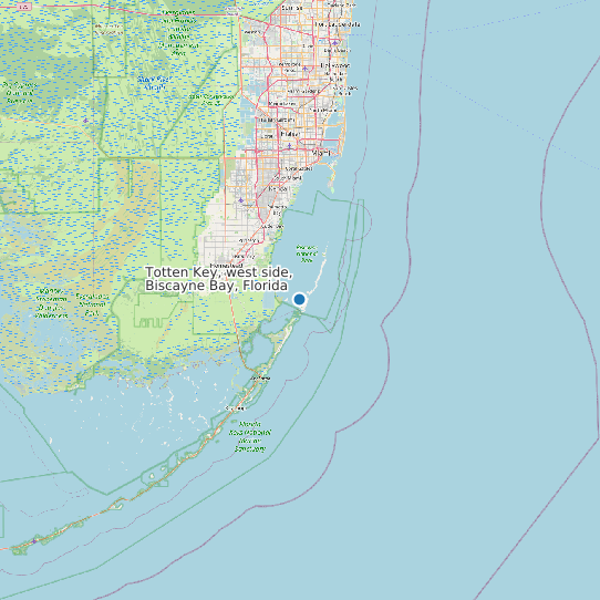 Map of Totten Key, west side, Biscayne Bay, Florida Tide Prediction Station