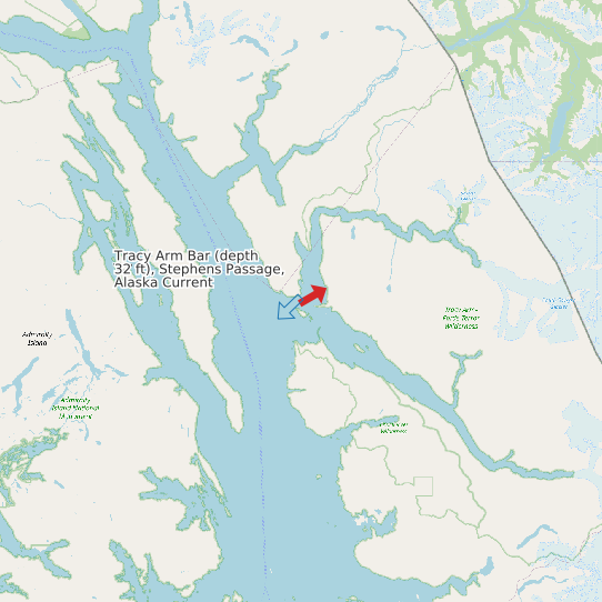 Tracy Arm Bar (depth 32 ft), Stephens Passage, Alaska Current map