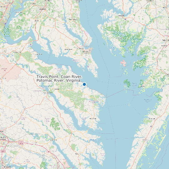 Map of Travis Point, Coan River, Potomac River, Virginia Tide Prediction Station