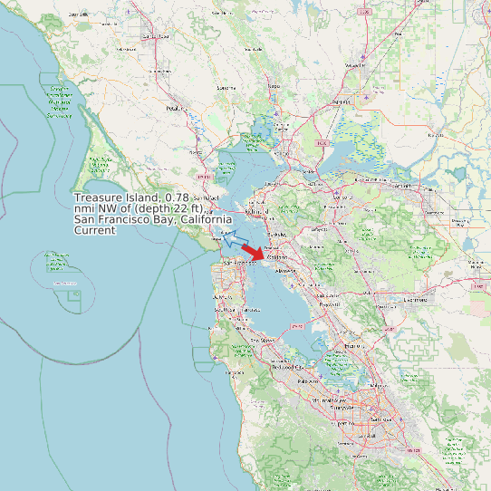 Treasure Island, 0.78 nmi NW of (depth 22 ft), San Francisco Bay, California Current map