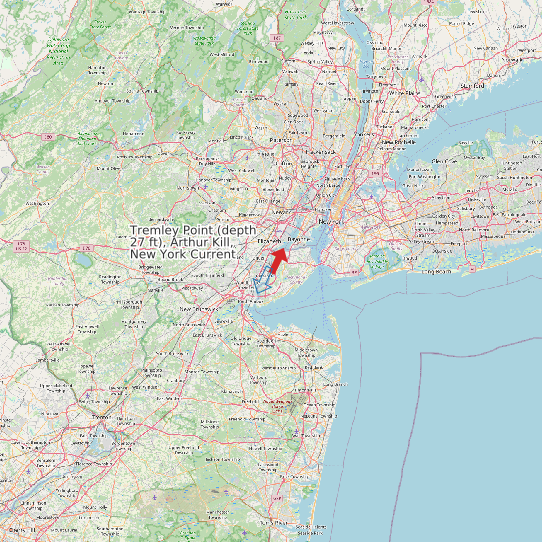 Tremley Point (depth 27 ft), Arthur Kill, New York Current map