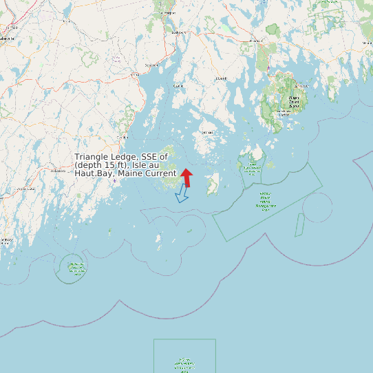 Map of Triangle Ledge, SSE of (depth 15 ft), Isle au Haut Bay, Maine Current Prediction Station
