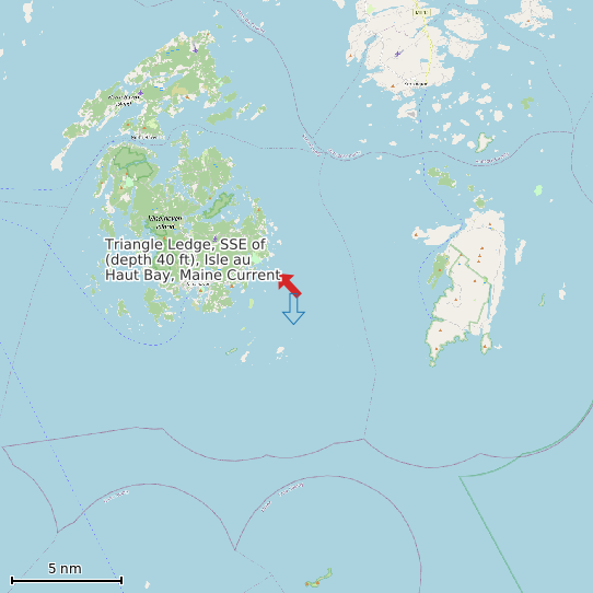 Map of Triangle Ledge, SSE of (depth 40 ft), Isle au Haut Bay, Maine Current Prediction Station